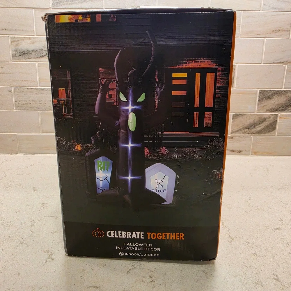 Celebrate Together Halloween Inflatable Haunted Tree Tombstones Lighted 9ft NEW